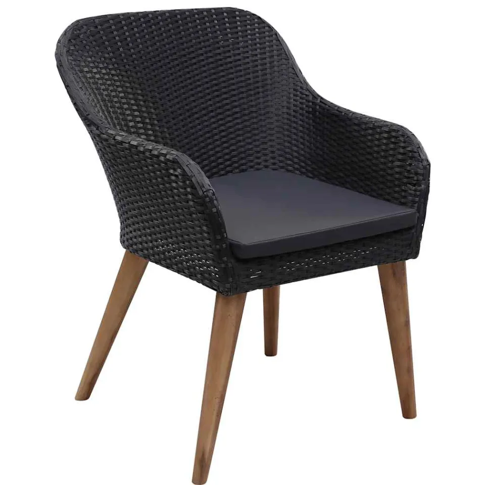 vidaXL 7-delige Tuinset met kussens poly rattan zwart, foto 3