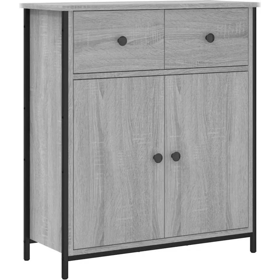 vidaXL Dressoir 70x30x80 cm bewerkt hout grijs sonoma, foto 3