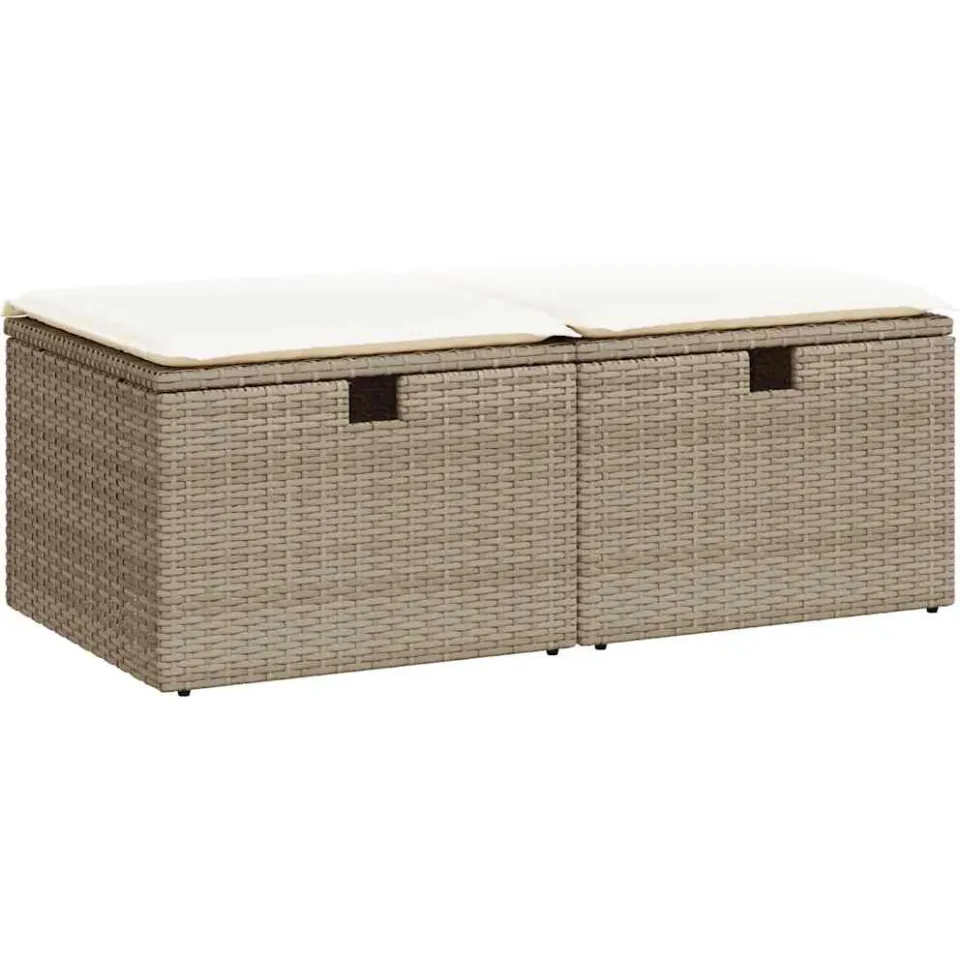 vidaXL 2-delige Loungeset met kussens poly rattan acacia beige