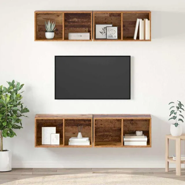 vidaXL Tv-meubelset 4 st 37 x 37 x 72 cm Oud Hout Bruin