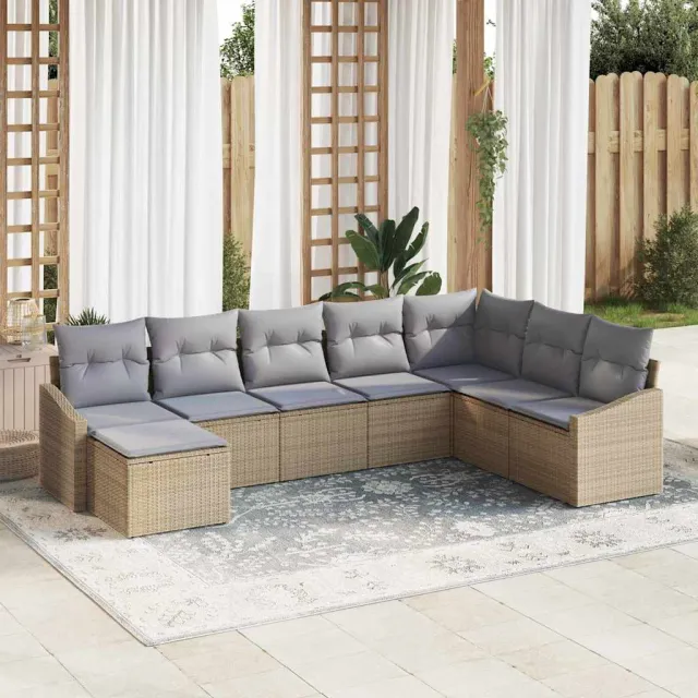 vidaXL Bankstel 8 st Beige poly rattan, foto 2