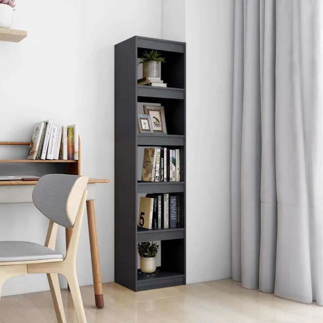 vidaXL Boekenkast/kamerscherm 40x30x167,5 cm massief grenenhout grijs, foto 2