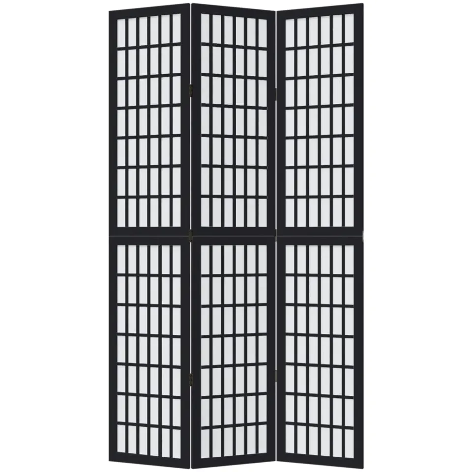 vidaXL Kamerscherm met 3 panelen massief paulowniahout zwart, foto 4