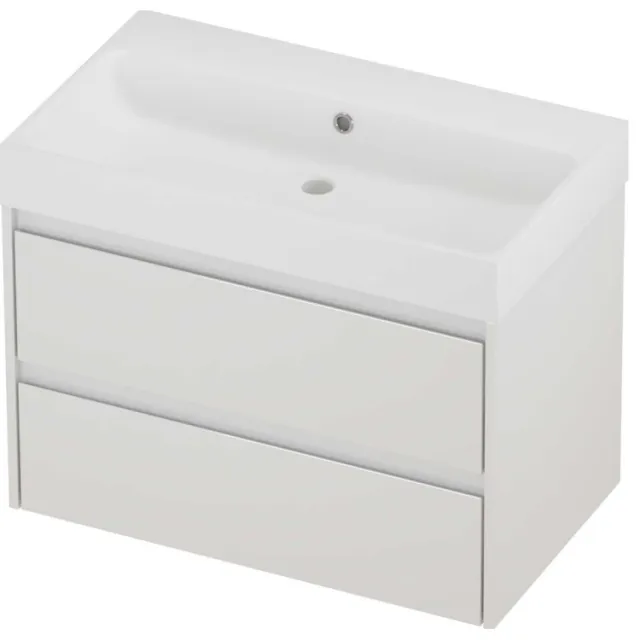 Proline Podium Badmeubelset Polystone Loft 80x46x62 cm Mat White Glans Wit