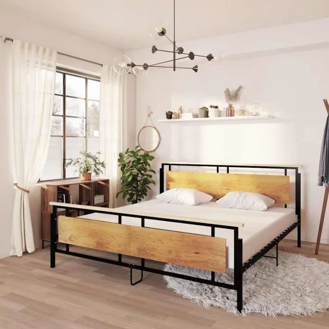 vidaXL Bedframe metaal 200x200 cm zwart