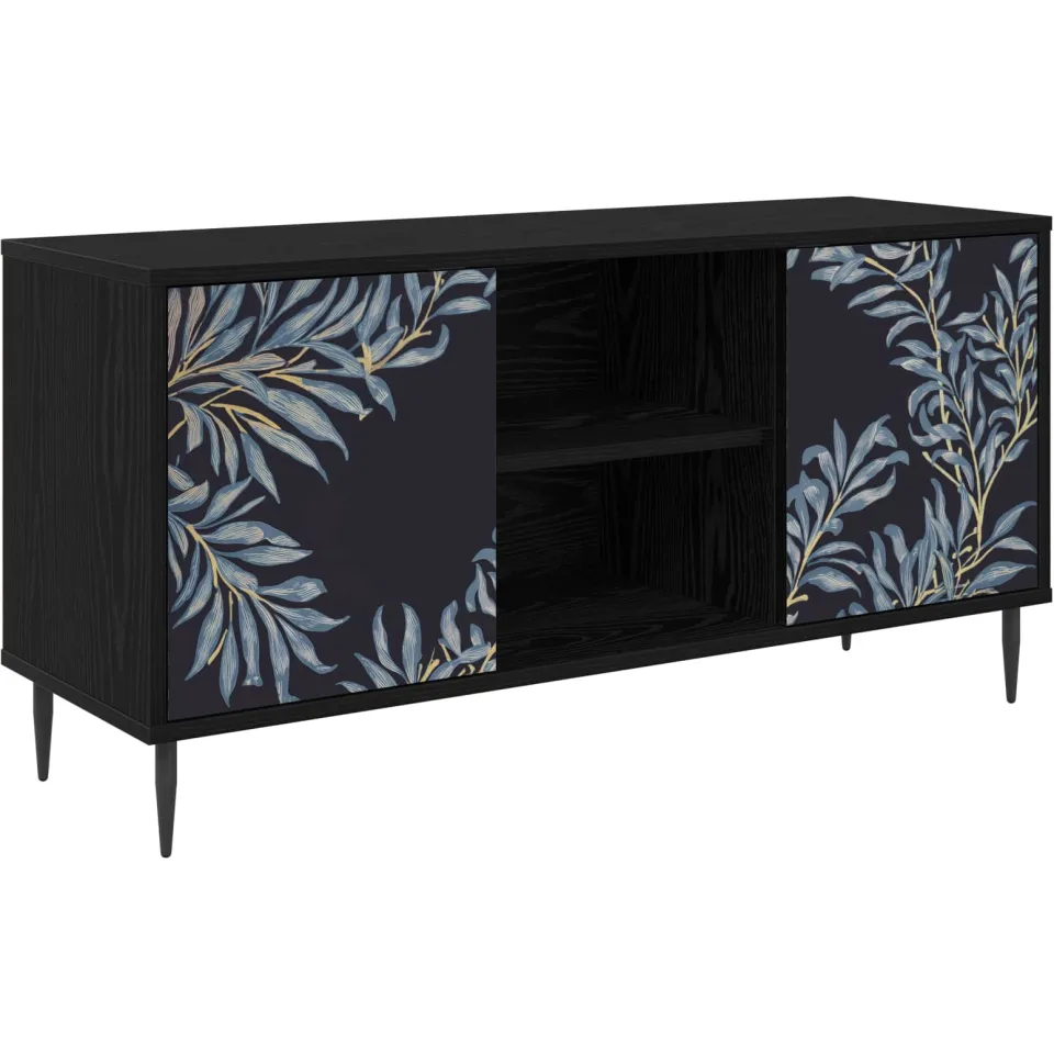 vidaXL Tv-meubel DOKKUM 102 x 33 x 51 cm Zwart eiken Bewerkt hout, foto 3