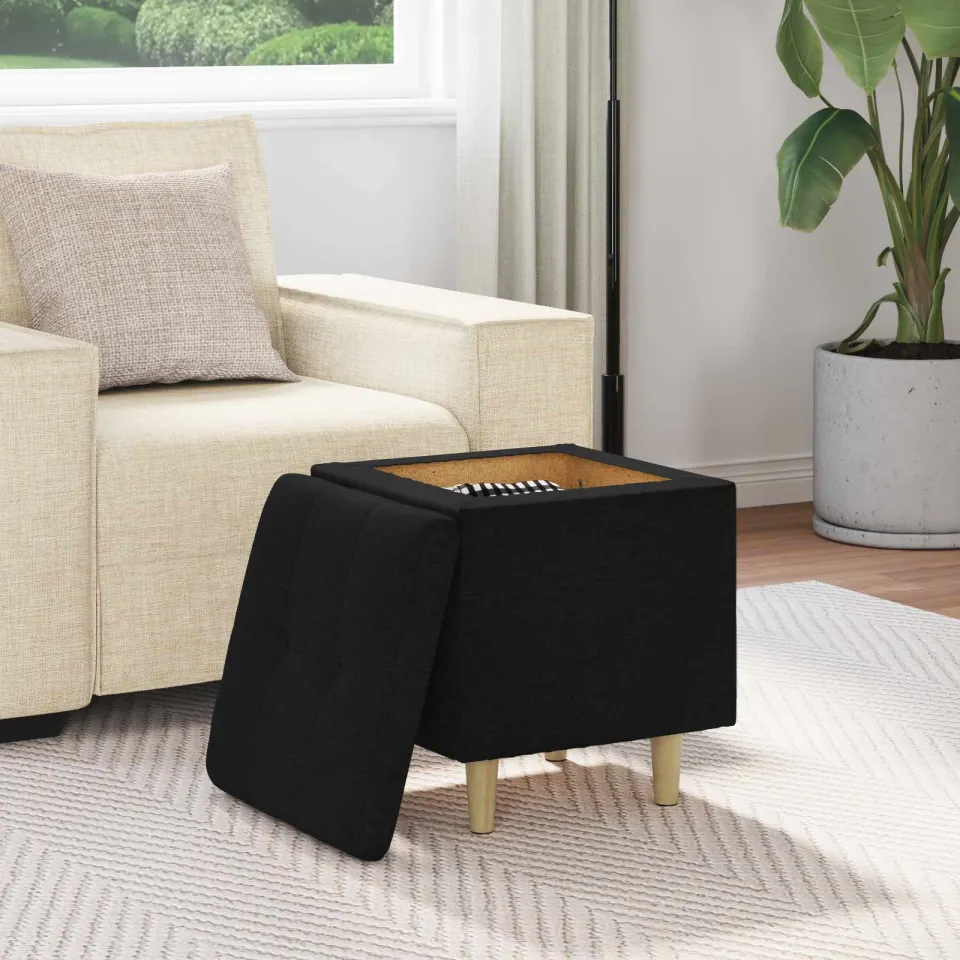 vidaXL Ottoman met Opbergruimte Zwart 40 x 40 x 45 cm Stof, foto 4