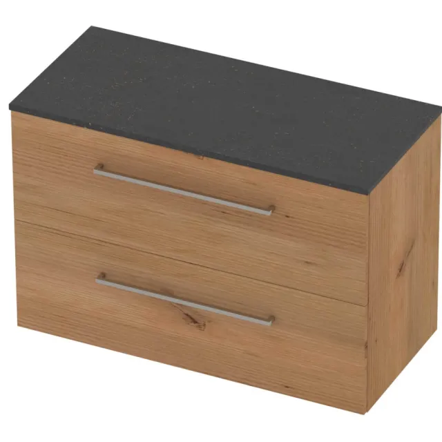 Basic-Line Deck 46 Badmeubelset Voor Grepen 100x46x66 cm Whisky Oak Blue Stone Grijs