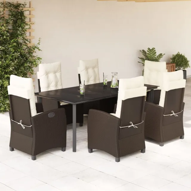 vidaXL 7-delige Tuinset met kussens poly rattan bruin, foto 2