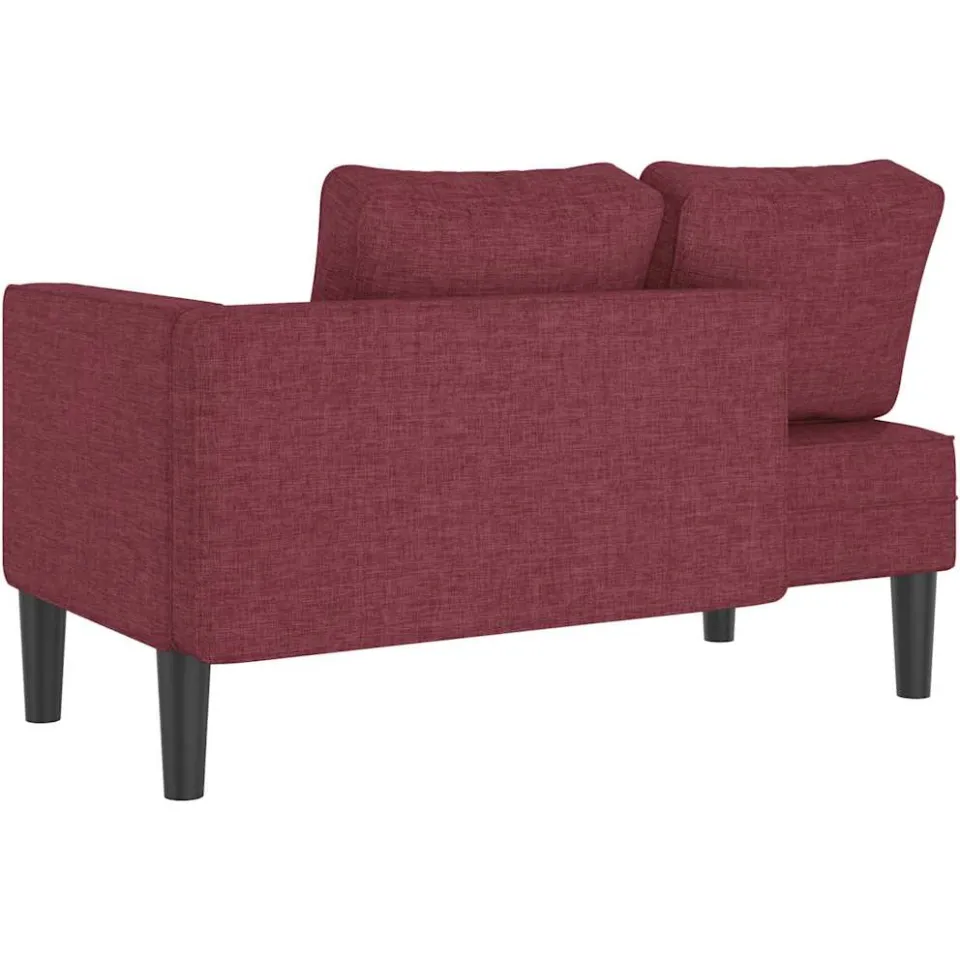 vidaXL Chaise longue met kussens stof wijnrood, foto 4