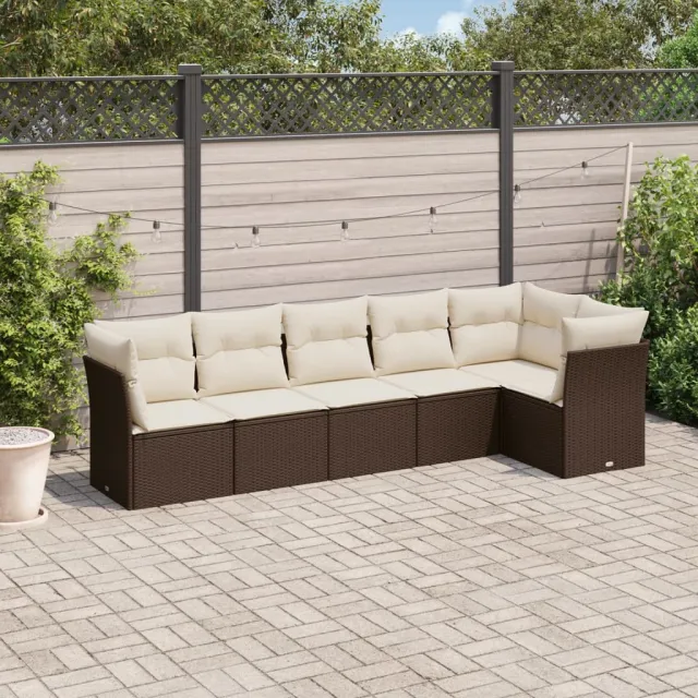 vidaXL 6-delige Loungeset met kussens poly rattan bruin, foto 2