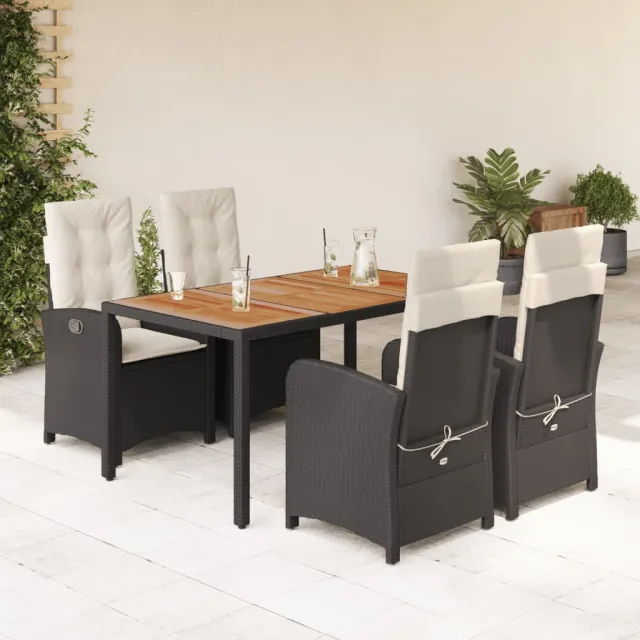 vidaXL 5-delige Tuinset met kussens poly rattan zwart, foto 2