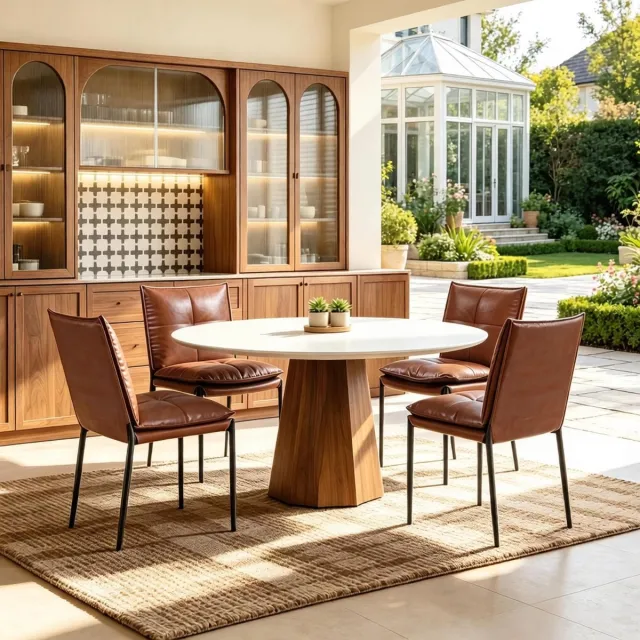 Welltin Eetkamerstoelen - Set van 4 - Moderne Stoel - Comfortabele Stoel - Gestoffeerde Stoel - Keukenstoel - Woonkamer Stoel - Veelzijdige Stoel - Stijlvolle Eetkamerstoel - Stoelenset voor Eetkamer en Keuken - Bruin