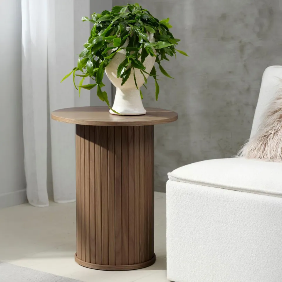 Olivine Lenn houten bijzettafel gerookt eiken - Ø50 cm, foto 2
