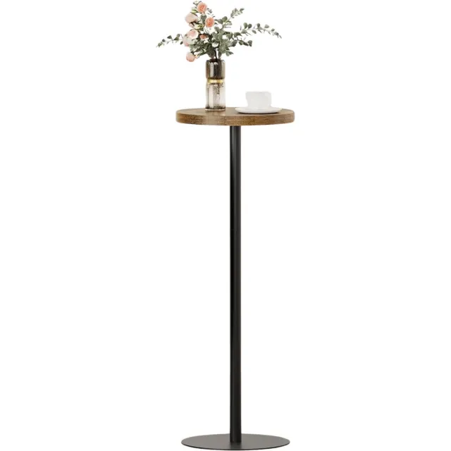 Acaza Bijzettafel – Tafeltje – Vintage Bruin & Zwart - 25 x 70 cm (Ø x H) – Stabiel Metaal – Salontafel – Bed Tafel - Industrieel Design - Bedtafel - Banktafel - Bijzettafeltje hout - Past in elke ruimte