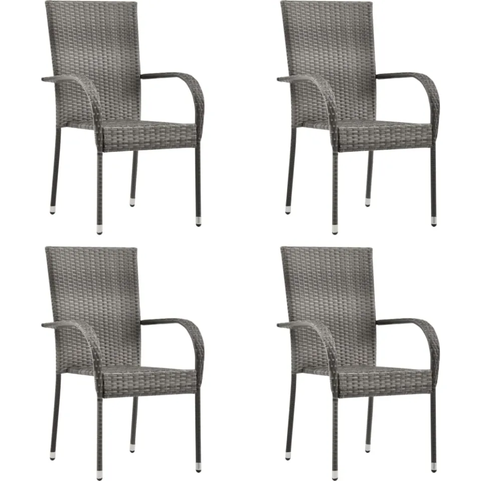 vidaXL 5-delige Tuinset poly rattan grijs, foto 4