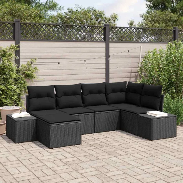 vidaXL Tuin Sofa Set 6 st Zwart poly rattan, foto 2