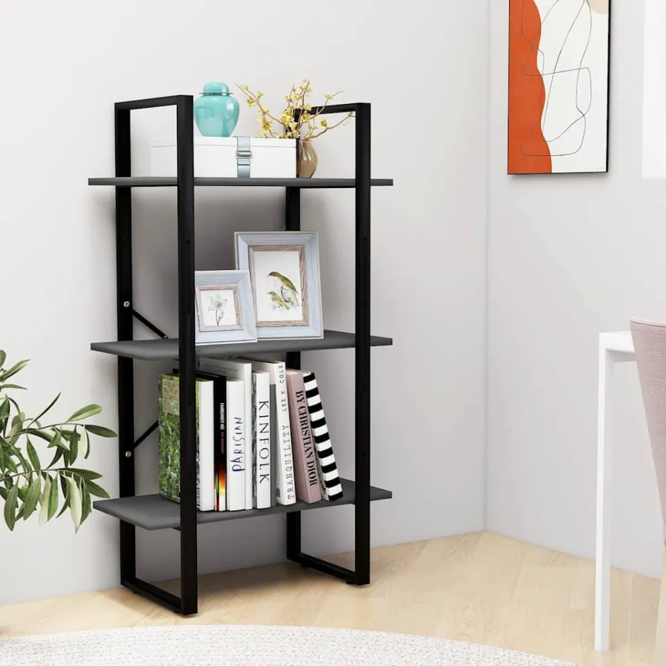 vidaXL Opbergrek 60x30x105 cm bewerkt hout grijs, foto 3