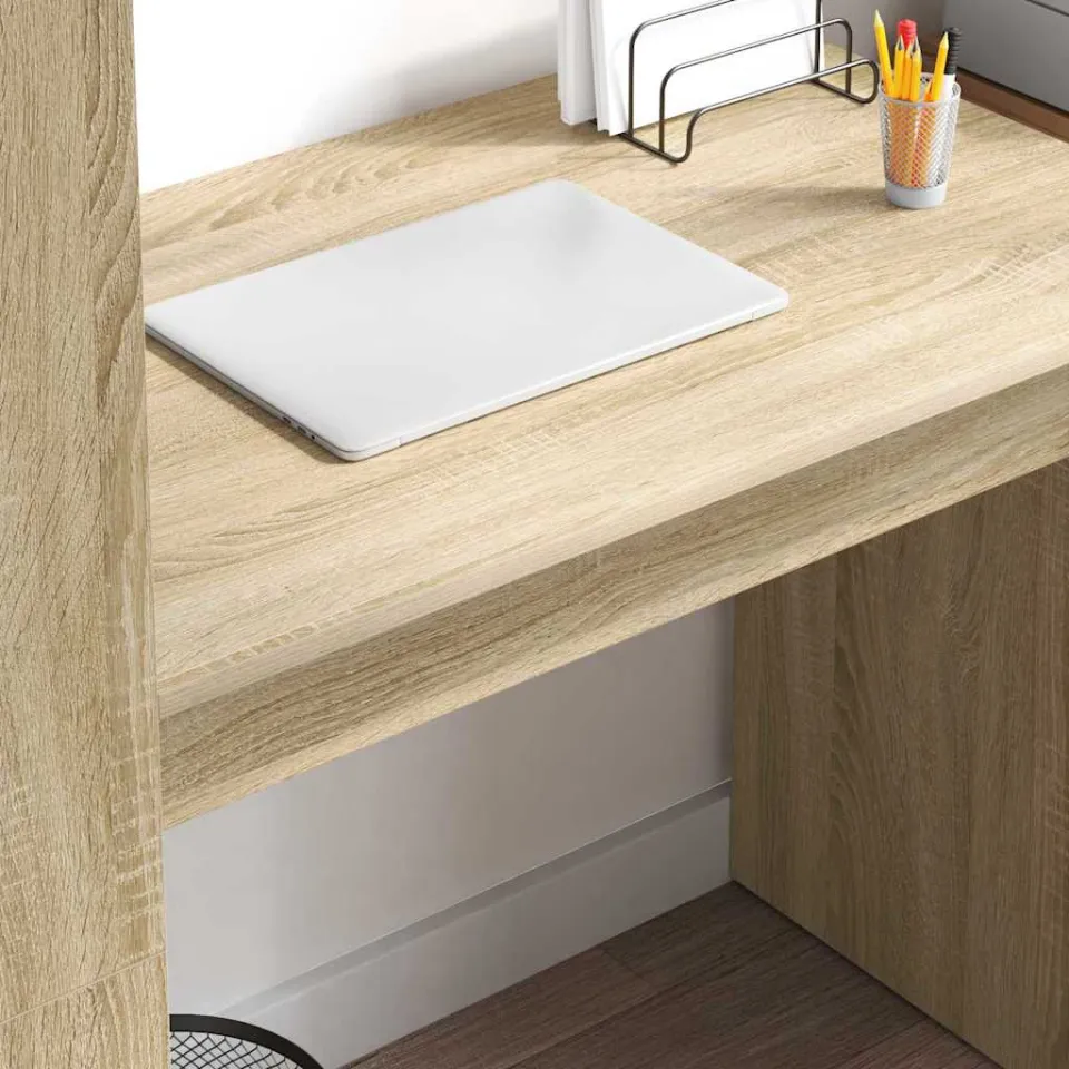 vidaXL Bureau Sonoma Eiken 113 x 54 x 120 cm Bewerkt hout, foto 4