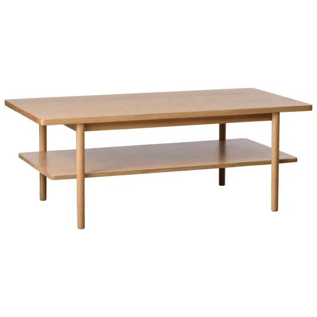 Nest of Nora Salontafel Vera - rechthoekig 120x60 cm met opbergplank - Eikenfineer - Naturel Beige