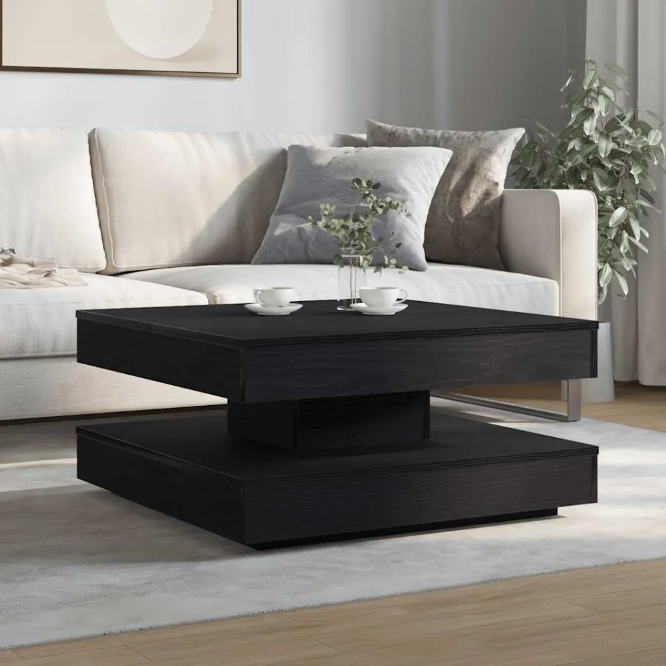 vidaXL Salontafel 360 graden draaibaar 70x70x34,5 cm zwart, foto 2