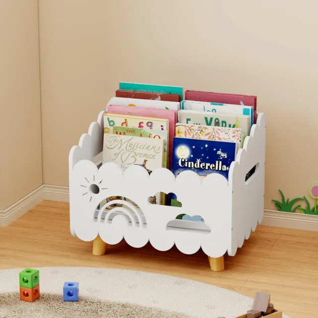 Ibenzoa Houten Kinderboekenkast en Speelgoedorganisator voor Kinderkamer en Speelhoek White
