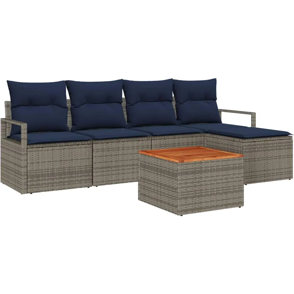 vidaXL Tuinbankenset 6 st Grijs poly rattan