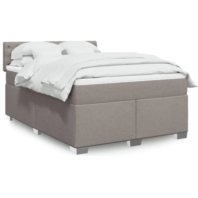 vidaXL Boxspring met matras stof taupe 140x200 cm
