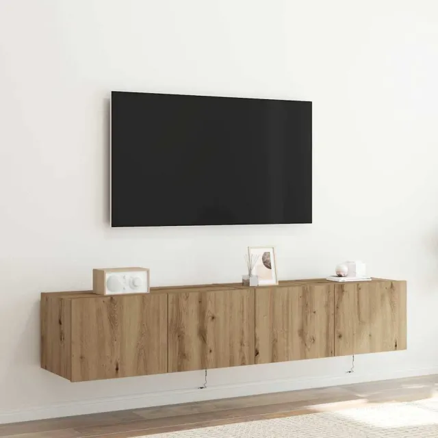 vidaXL TV Wandkast 2 st Artisan Eiken Bewerkt hout