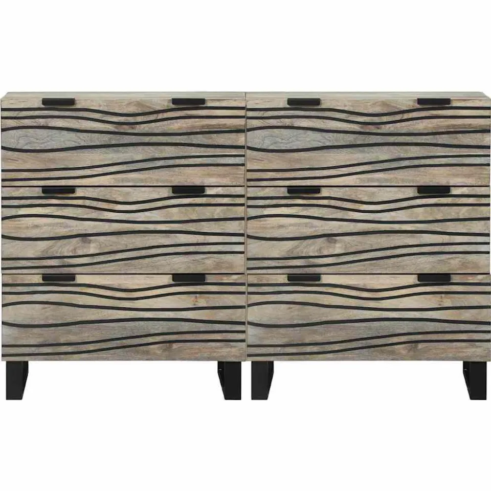 vidaXL Dressoir set 2 st Wit 120 x 33 x 75 cm Massief Mango Hout, foto 4