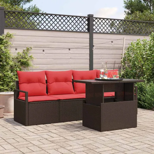 vidaXL Tuin Sofa Set 5 st Bruin Poly riet, foto 2