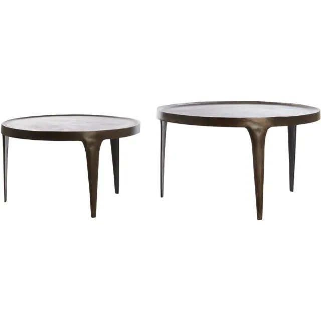 Light & Living Salontafel TOBIAS - Ø75x44cm - Bruin - Set van 2