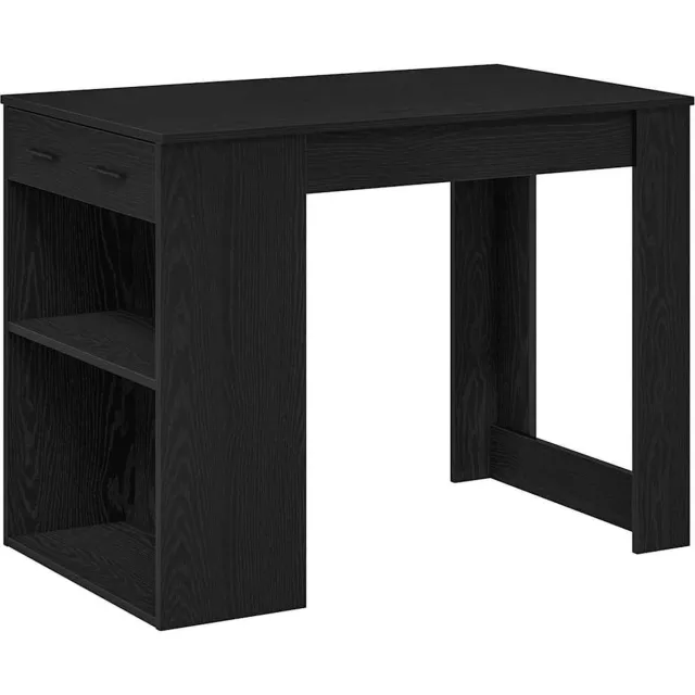 vidaXL Bureau - met - lade - en - plank - 102x62x77,5cm - bewerkt - hout - zwart - eiken zwart eiken