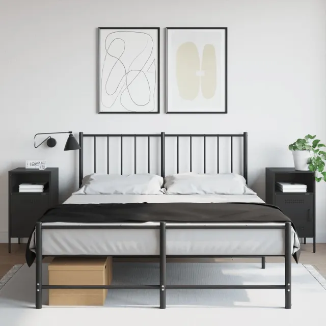 vidaXL Nachtkastjes 2 st 36x39x68 cm staal zwart