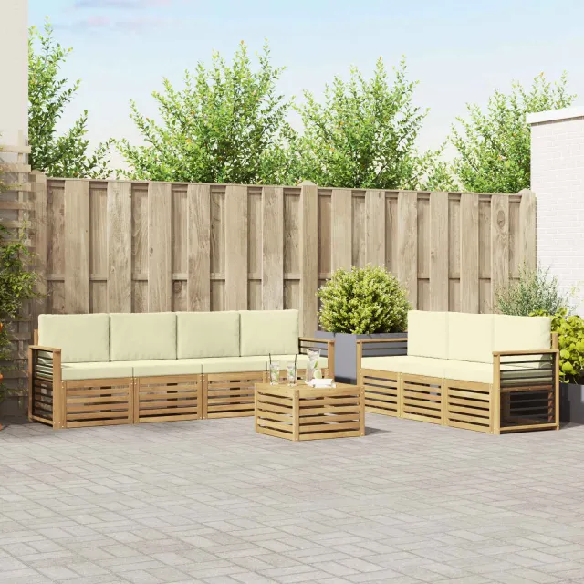 vidaXL Sofa-Sets 8 st 7-zits White and Cream Polyester Crème