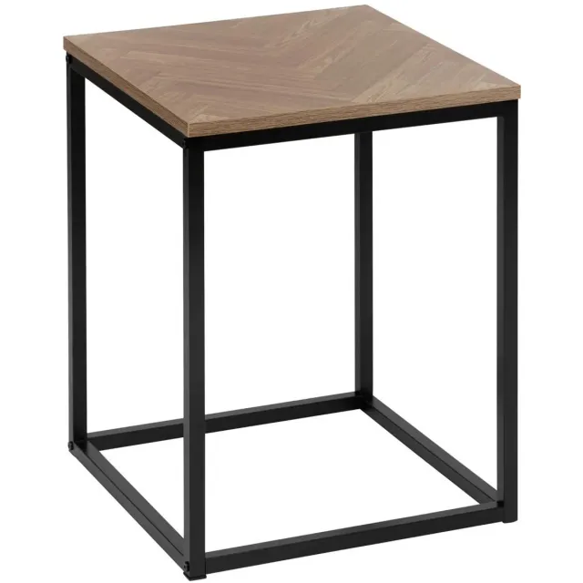5Five® 5Five Bijzettafeltje Chevron - hout/metaal - lichtbruin/zwart - D40 x H50 cm - koffie tafel