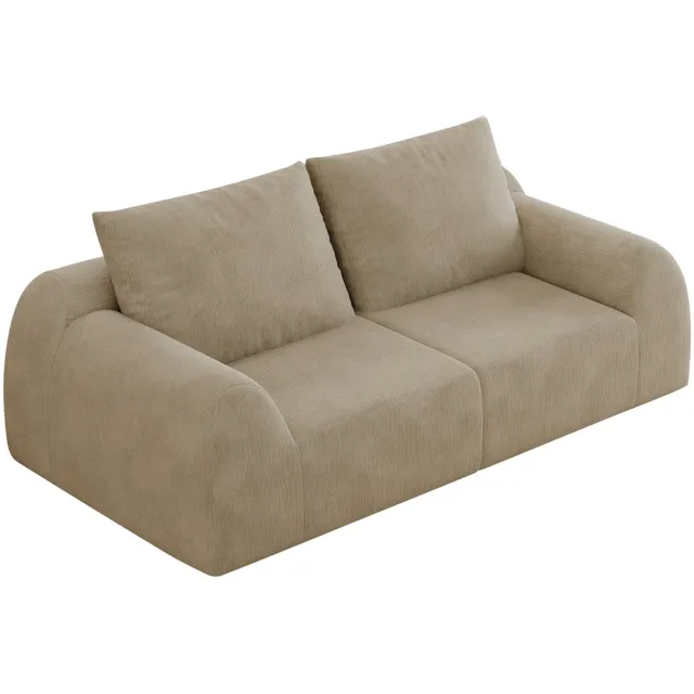 Merax 2-Zitsbank 190 cm - Chenille Bekleding - Zachte Schuimvulling - Compacte Tweezitsbank - Zonder Montage - Kaki Beige