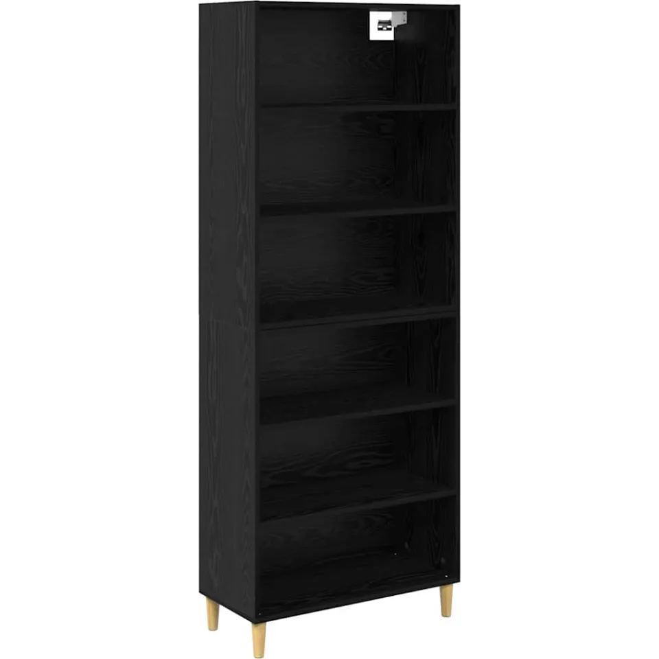 vidaXL Hoge kast Zwart Eiken 69,5 x 32,5 x 180 cm Bewerkt hout, foto 3