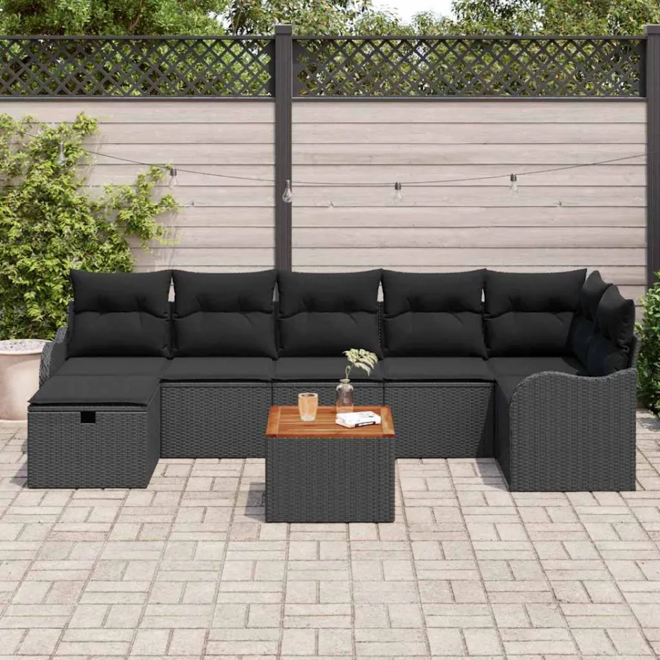 vidaXL Tuinbankenset 8 st Zwart Poly riet, foto 3