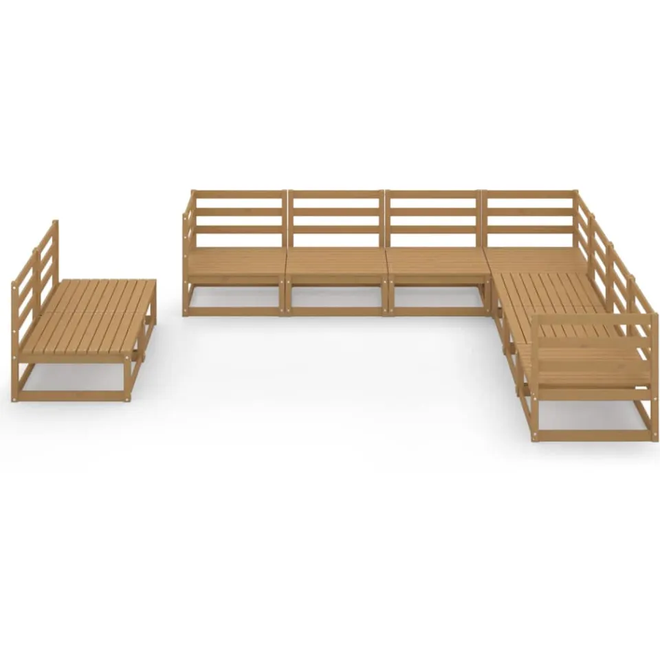 vidaXL 9-delige Loungeset massief grenenhout honingbruin