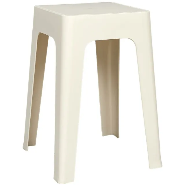 HOME DECO FACTORY zit krukje/stoel - creme wit - D34 x H47 cm - Stapelbaar - kunststof - bijzet tafeltje