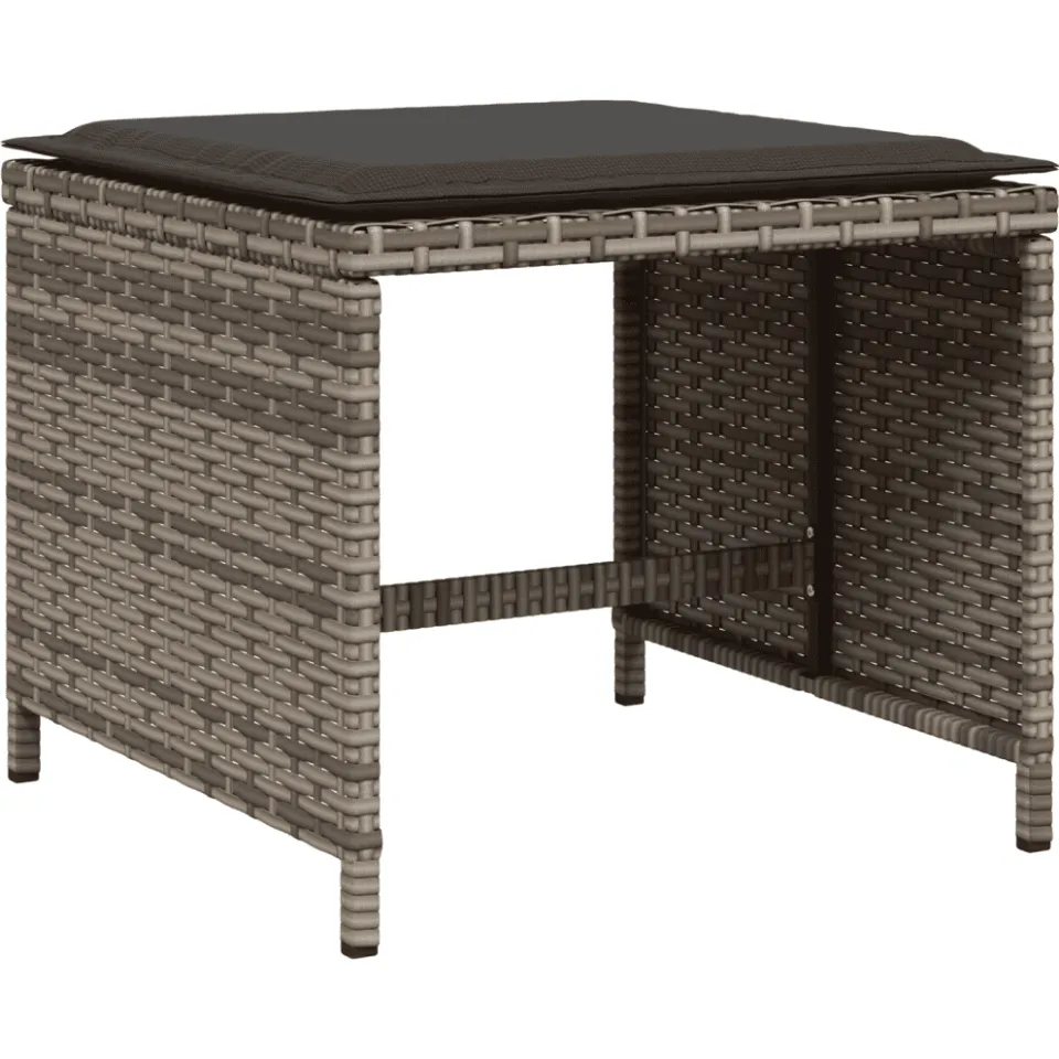 vidaXL 17-delige Tuinset met kussens poly rattan grijs