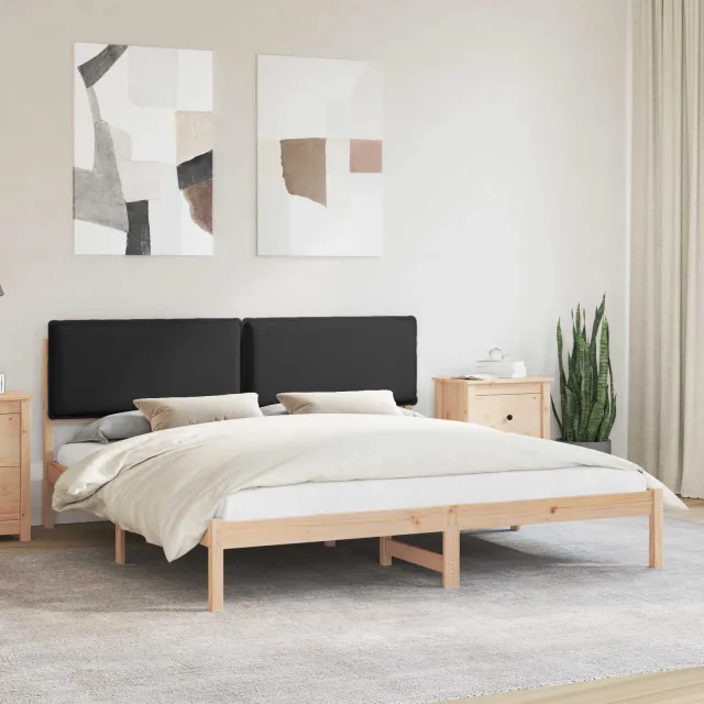 vidaXL Bedframe met Gevoerd Hoofdgedeelte Zwart 200 x 200 cm
