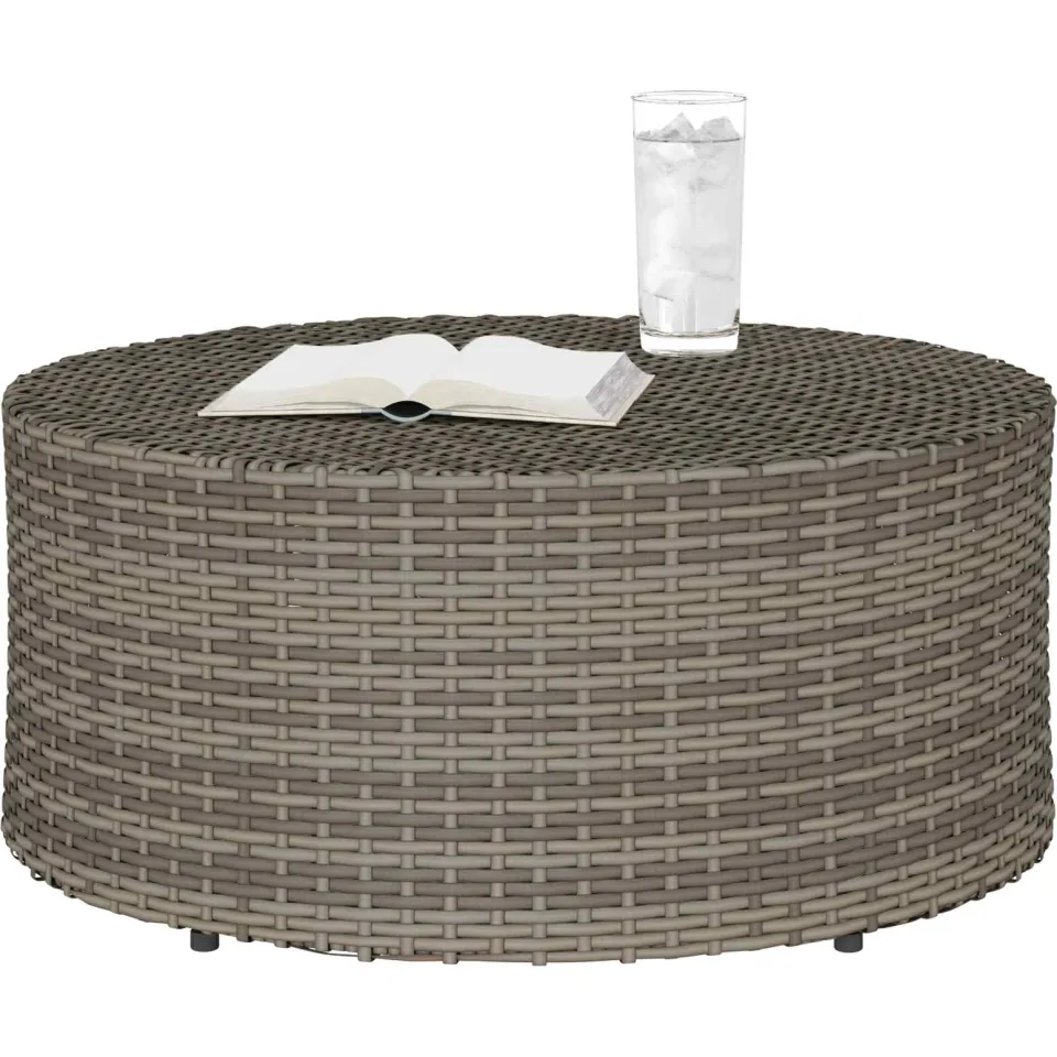 vidaXL Salontafel voor buiten Grijs Ø 68 x 30 cm polyrotan
