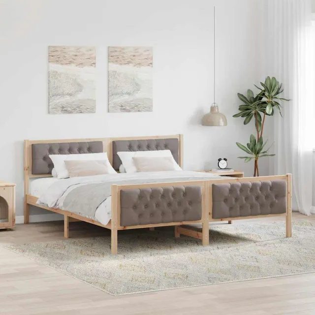vidaXL Bedframe met hoofdeinde Taupe 180 x 200 cm Massief grenenhout Bruin