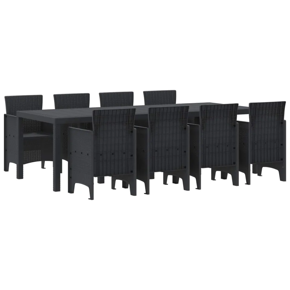 vidaXL Tuin Eetset 9 st Antraciet Polypropyleen Anthraciet