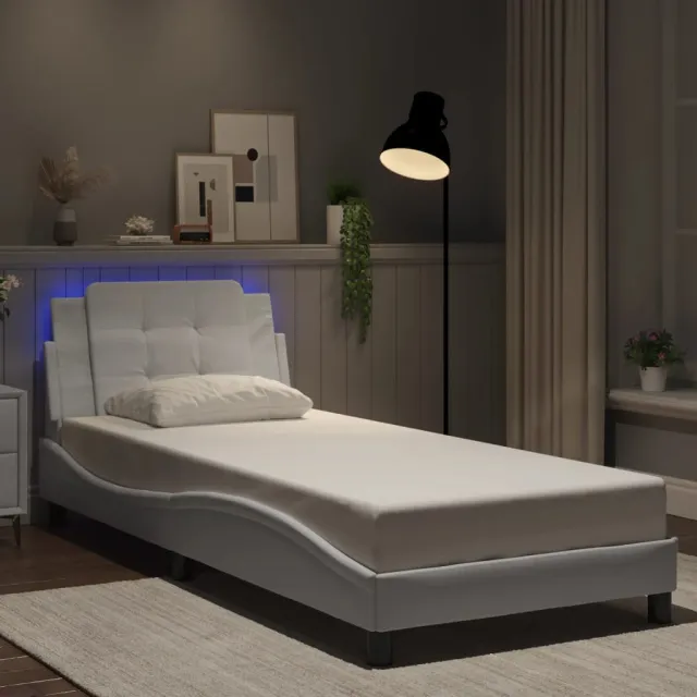 vidaXL Bedframe met LED zonder matras "Zadar" wit 100x200 cm