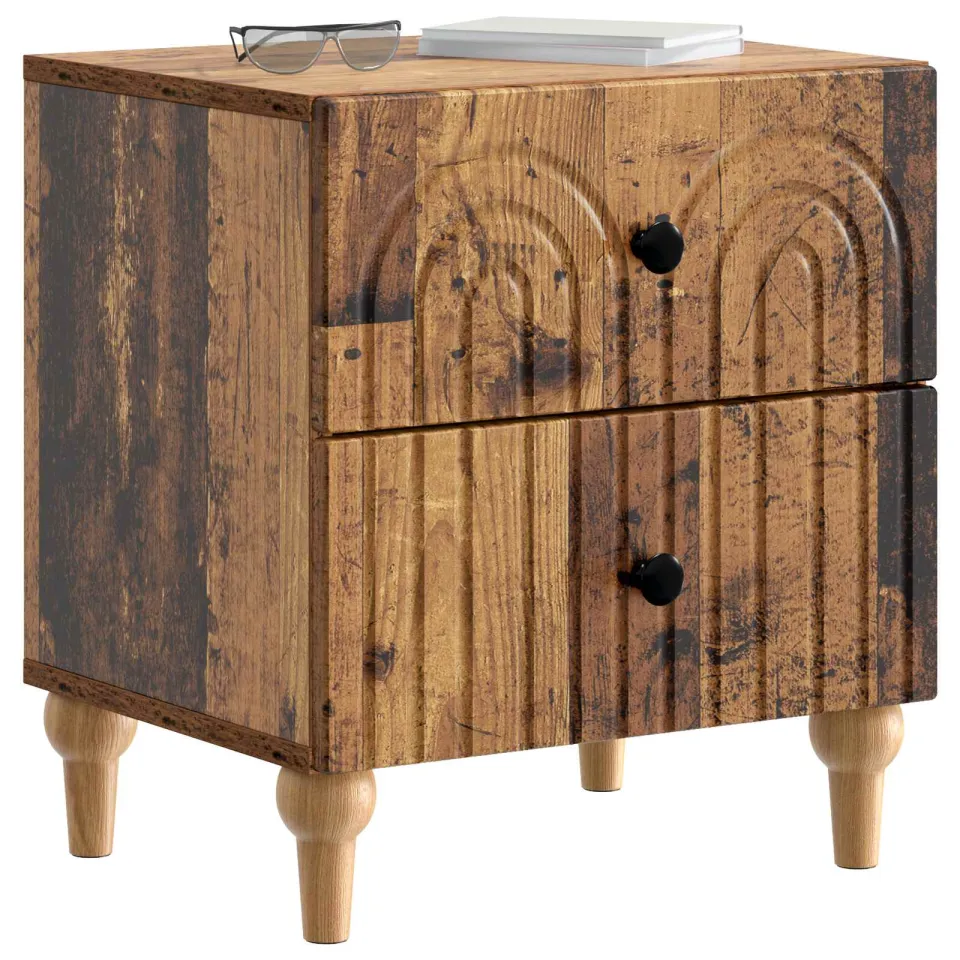 vidaXL Nachtkastje 2 st Oud hout 43 x 34,5 x 48 cm Bewerkt hout Bruin