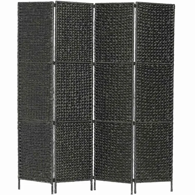 vidaXL Kamerscherm met 4 panelen 154x160 cm waterhyacint zwart