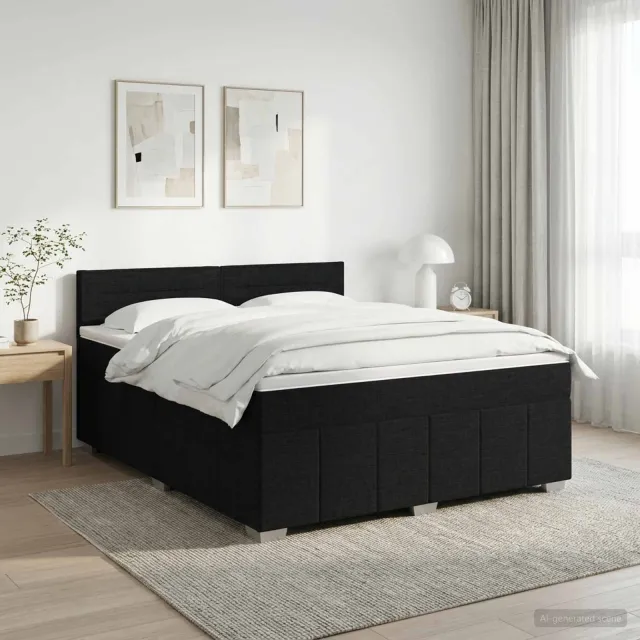 vidaXL Boxspringbed met matras met hoofdeinde Zwart 140 x 200 cm Stof